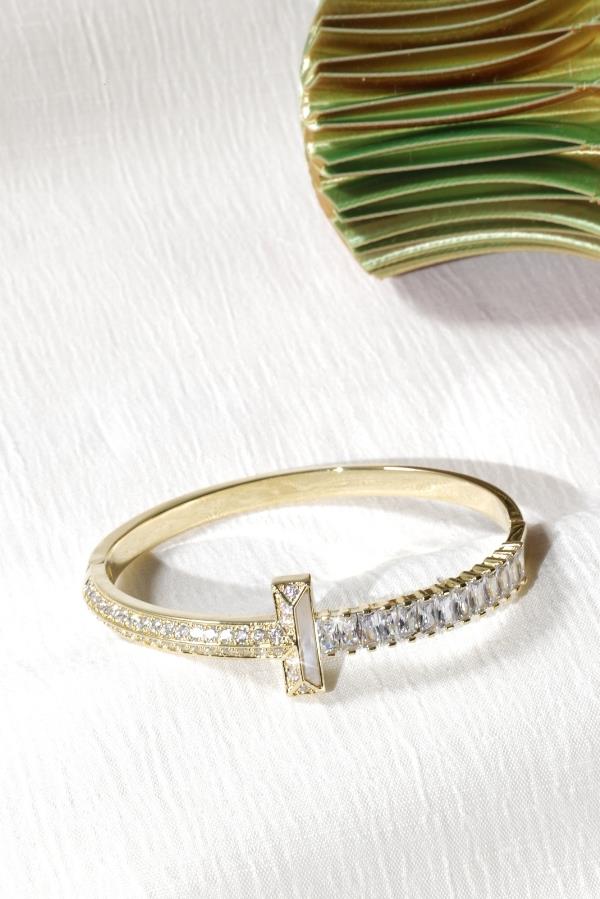 Bracelet plaqué or avec pierres