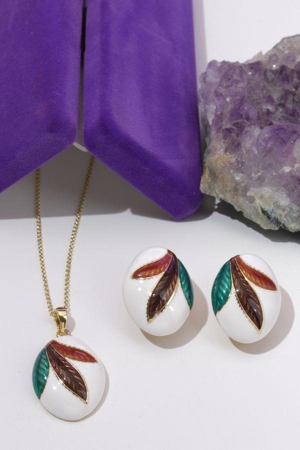 Ensemble de bijoux à motif de feuilles