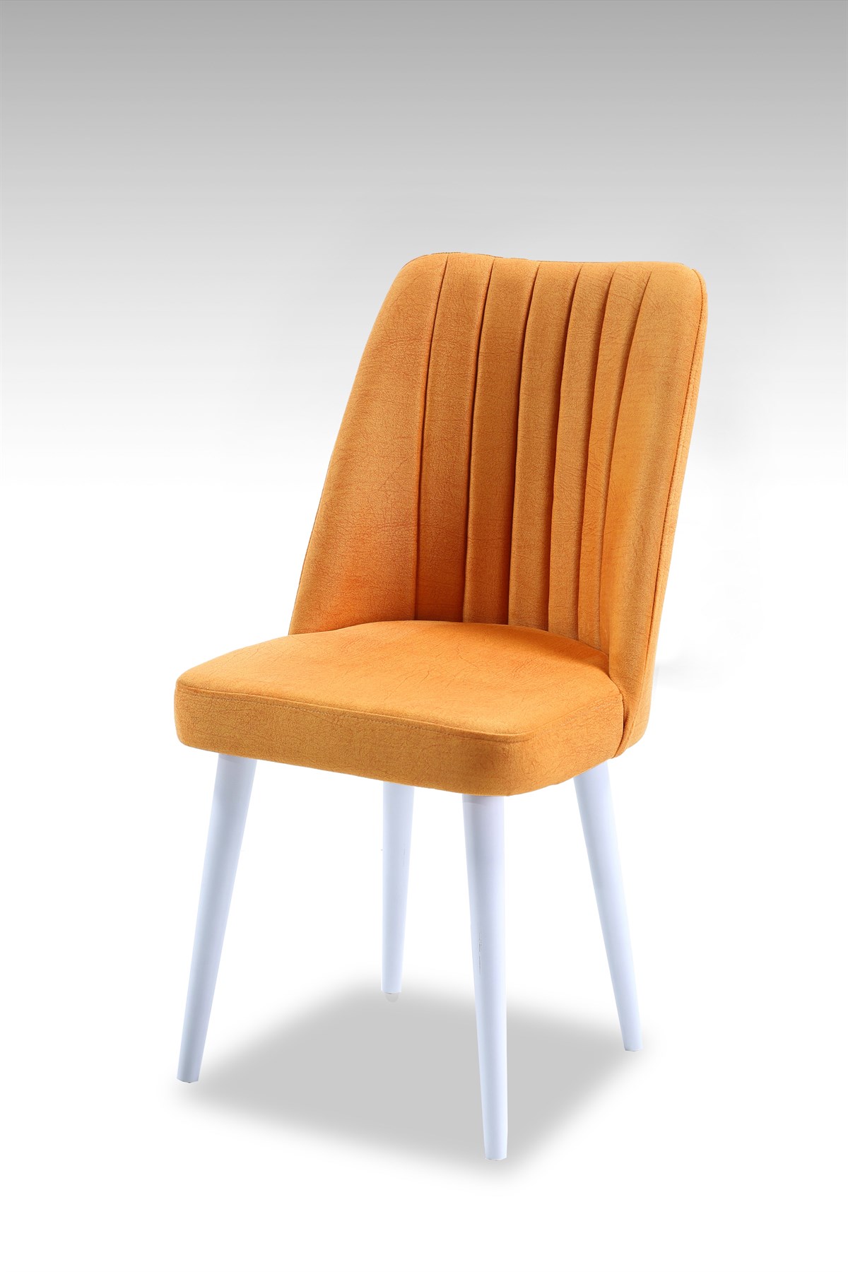 Polo Sandalye - Ahşap Beyaz Ayaklı - 12 Renk Seçeneği - Nubuk Kumaş-Sarı