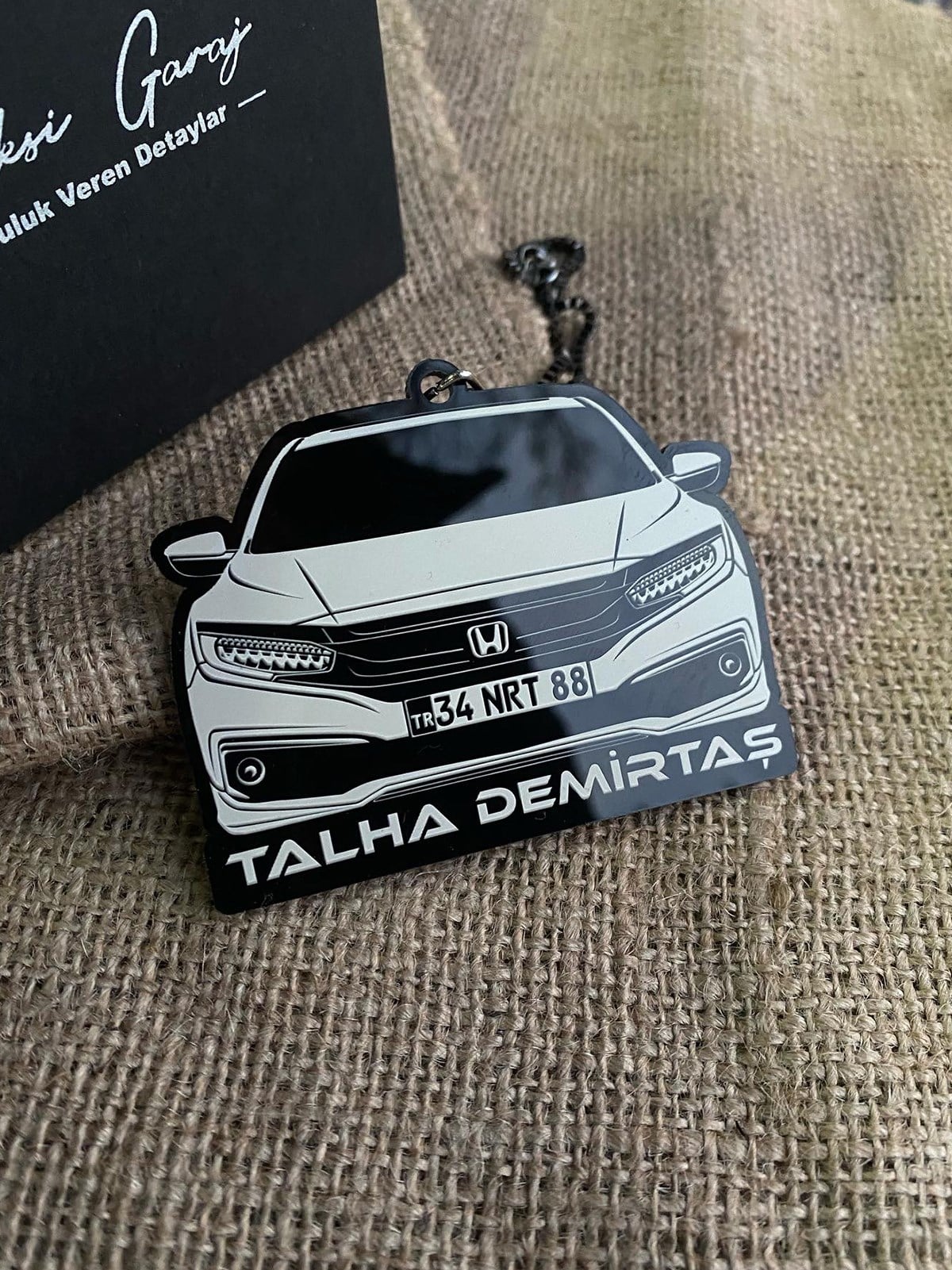 Siyah Zemine Beyaz Baskılı Araç Ayna SüsüAyna Süsü