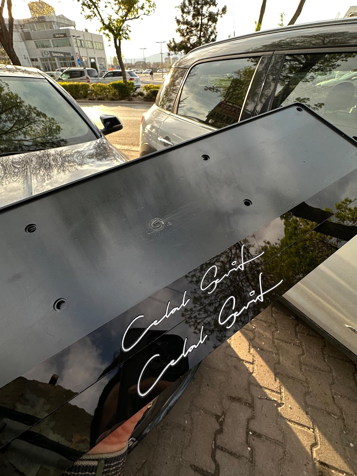 3D İmza Fontlu Pleksi Plakalık ÇiftiPlakalık