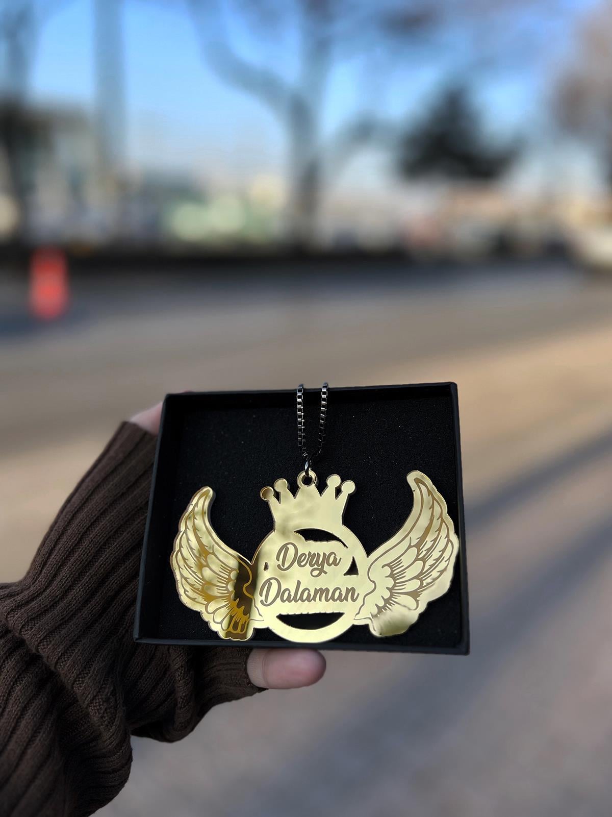 Kanatlı Gold Taç Ayna SüsüAyna Süsü