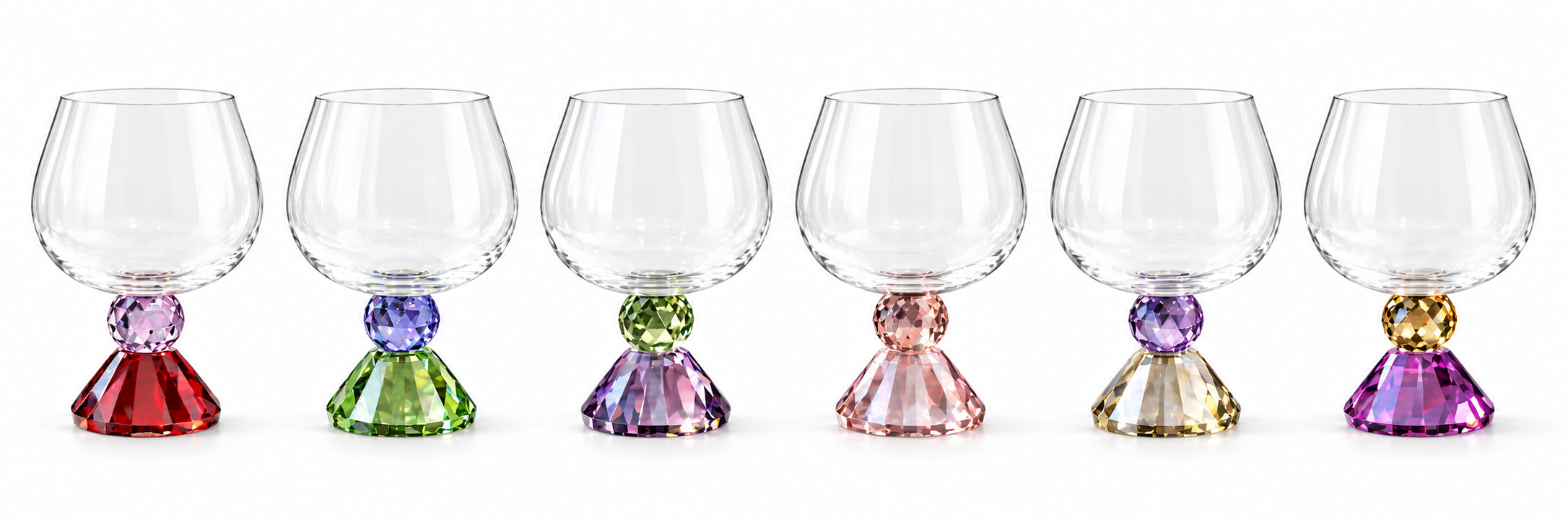 TOYGAR Asorti Çift Kat Kristal Top Ayaklı Cam Kadeh 250 cc 6lı Set