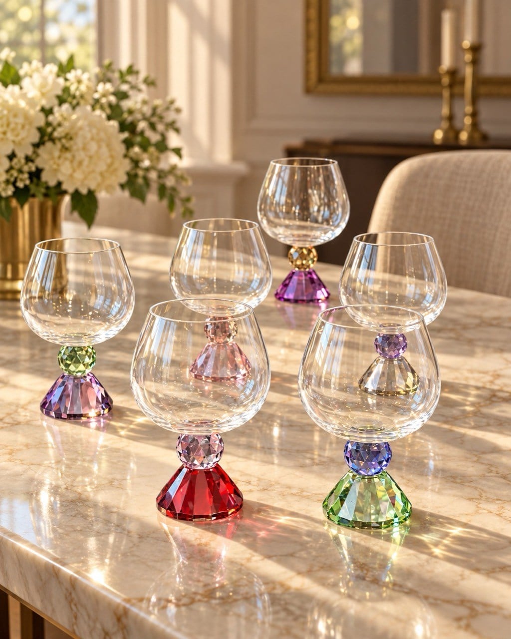 TOYGAR Asorti Çift Kat Kristal Top Ayaklı Cam Kadeh 250 cc 6lı Set