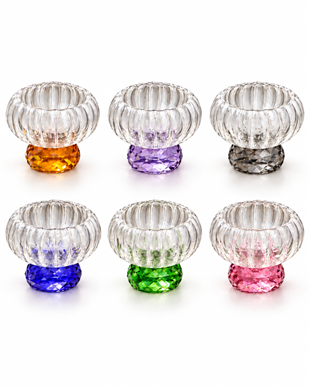 TOYGAR Asorti Renkli Kristal Ayaklı Mini Cam Kase ve Lokumluk 6lı Set
