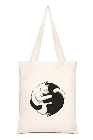Ham Bez Çanta Kedili Yin Yang Çanta 