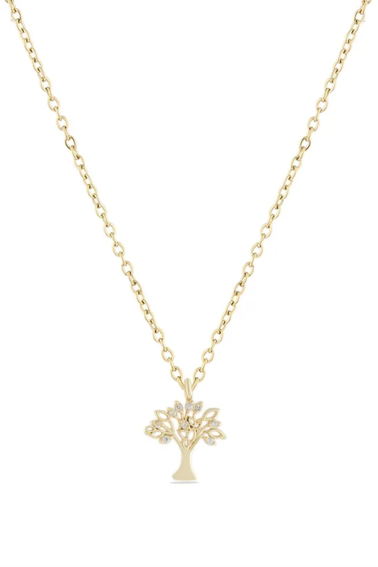 Hayat Ağacı Zirgon Kolye-Altın