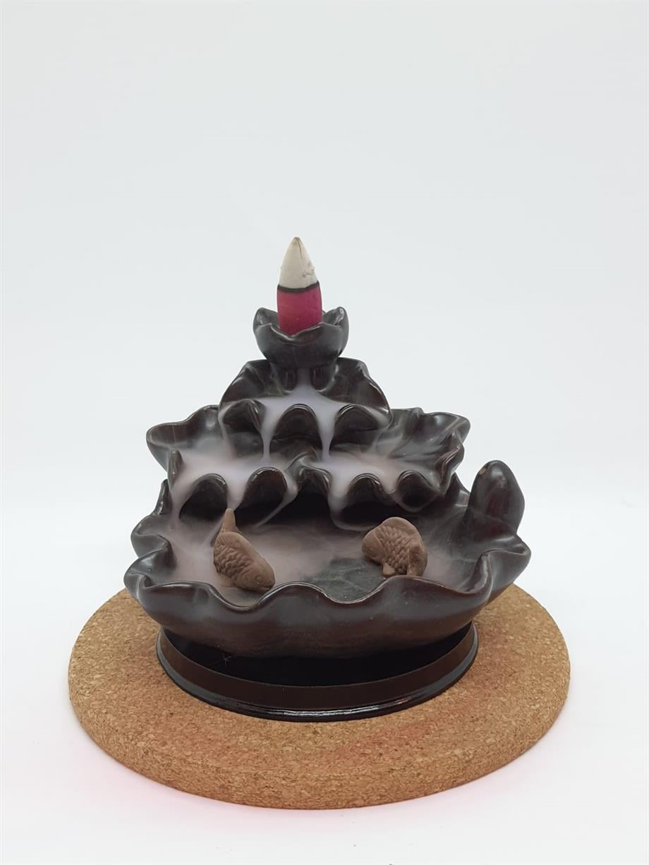 Tütsülük-Geri Akışlı Fengshuı Balıklı Tütsülük-Bereket Çeşmesi-Back Flow Incense Holder