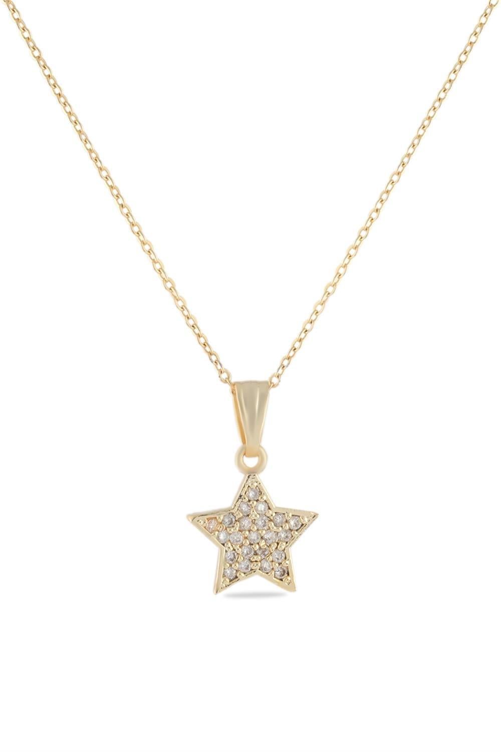 Zirkon Taşlı Mini Yıldız Kolye - Altın