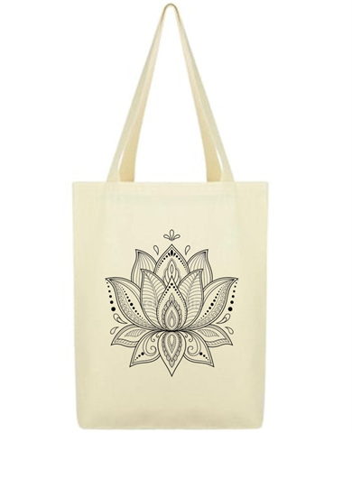 Mandala Lotus Çiçeği - Bez Boyama Çantası - Ruhsal Sembol