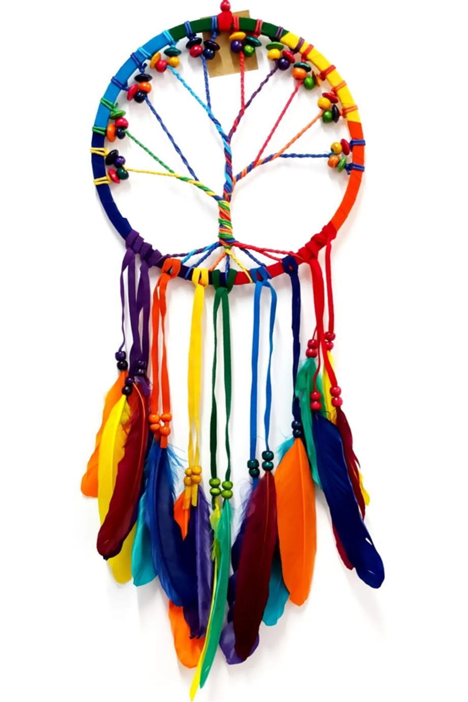 Ağaçperisi El Yapımı Dreamcatcher Hayat Ağacı Rüya Kapanı Çakra Renklerinde Negatif Enerjiyi Dağıtır