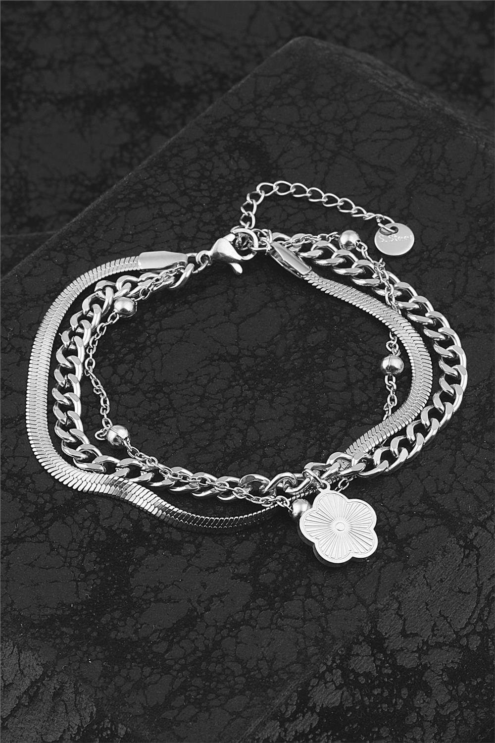 Kalpli Çelik Bileklik - Gümüş