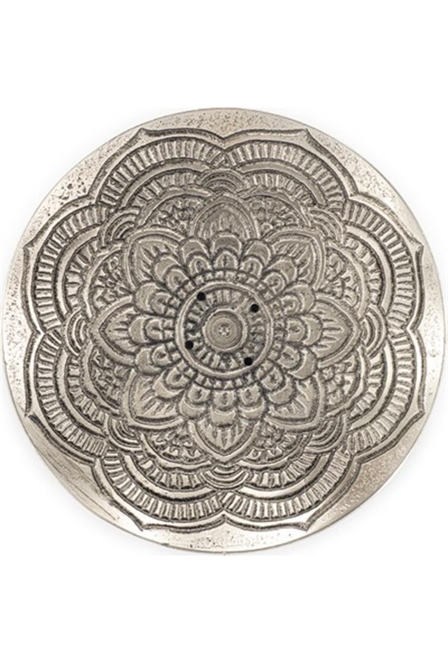 Metal 2 Boyutlu Lotus Mandala Tütsülük-Gümüş