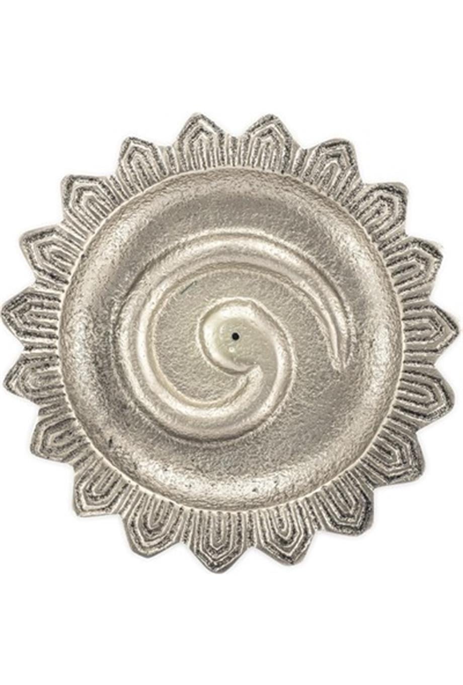 Metal 2 Boyutlu Lotus Mandala Tütsülük-Gümüş Spiral