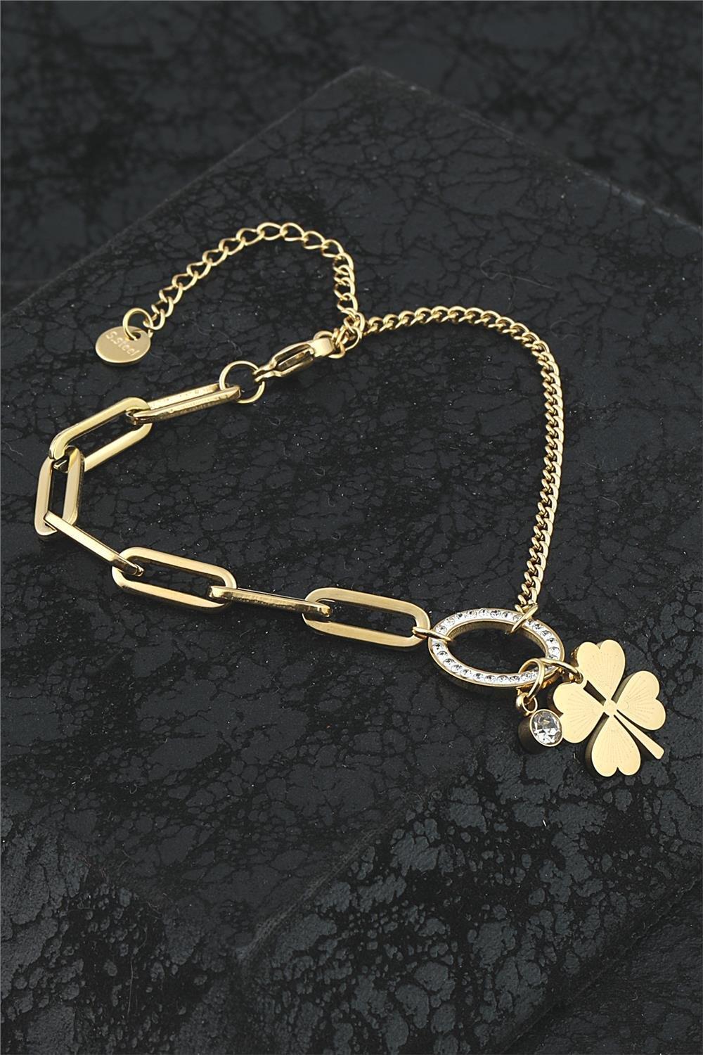 Zirkon Taşlı Çelik Bileklik