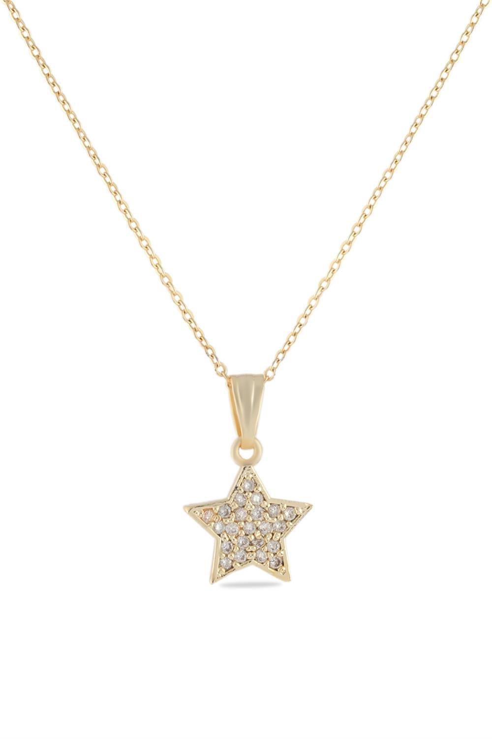 Zirkon Taşlı Mini Yıldız Kolye - Altın