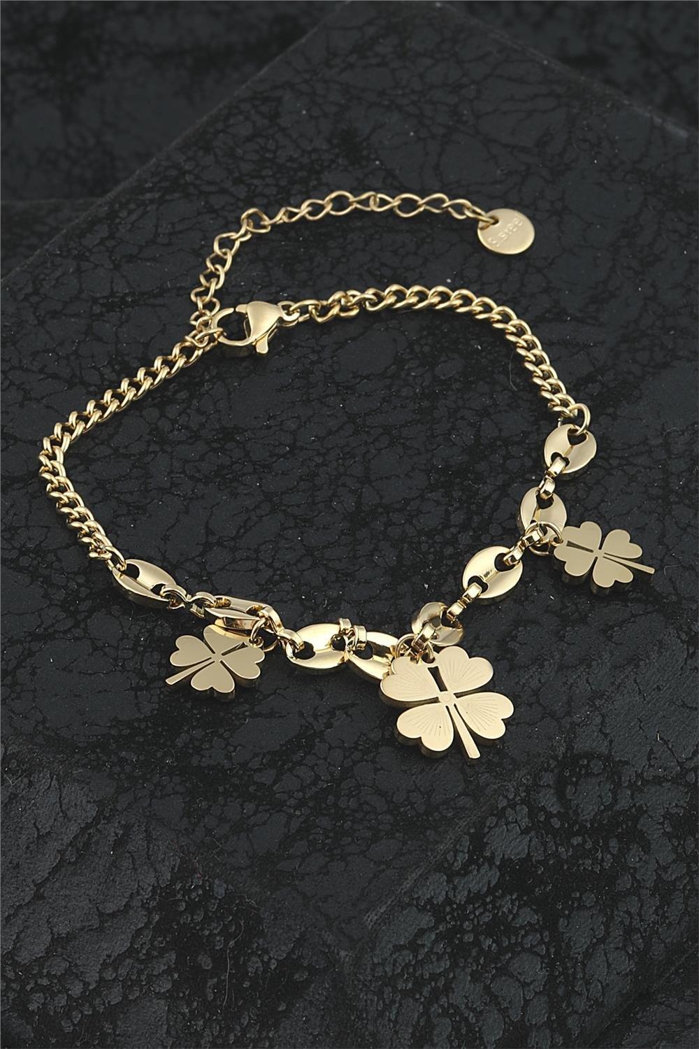 Zirkon Taşlı Yonca Bileklik