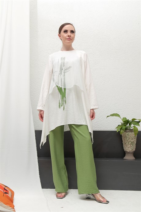 Moor Kadın Yeşil File Geçişli Pantolon Takım