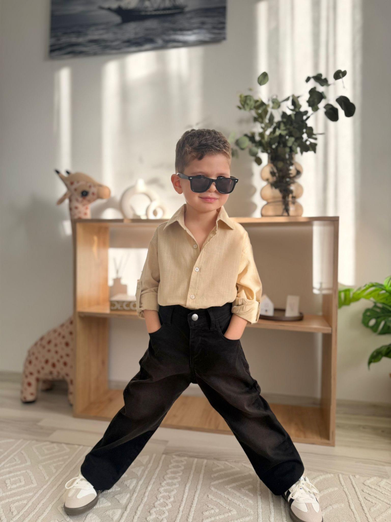 2 li gömlek jean takım bej