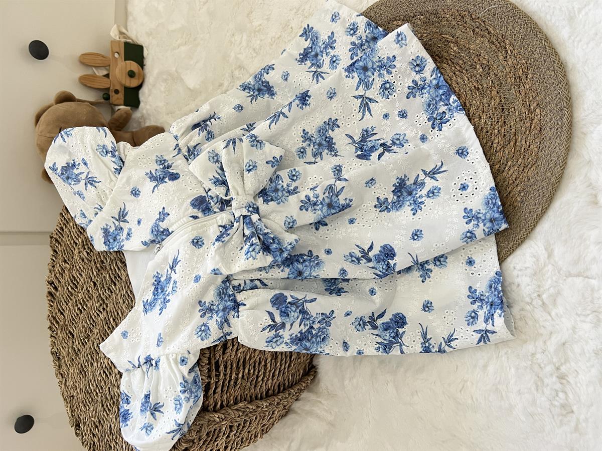 Beyaz mavi Fisto elbise 