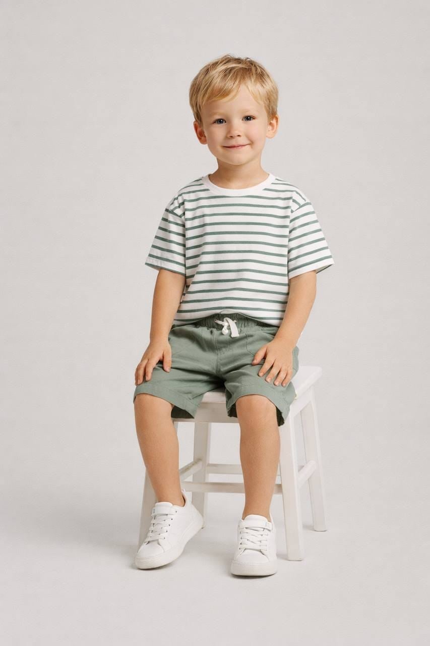 Çizgili şort takım 