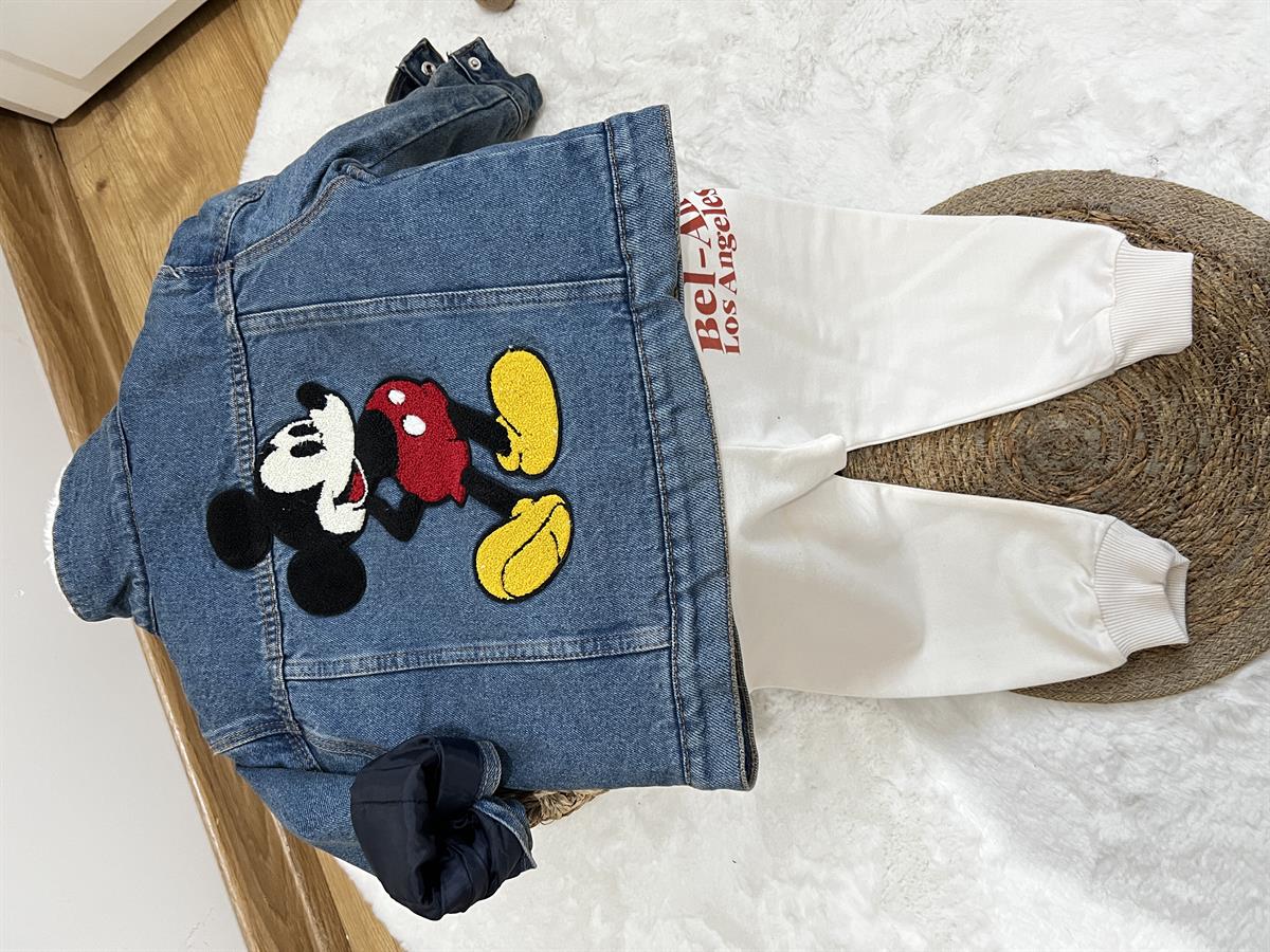 Erkek Mickey suni  yün kot ceket 