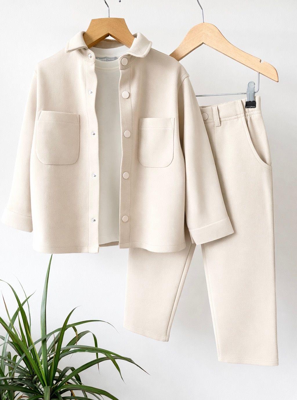 Gömlekli takım krem