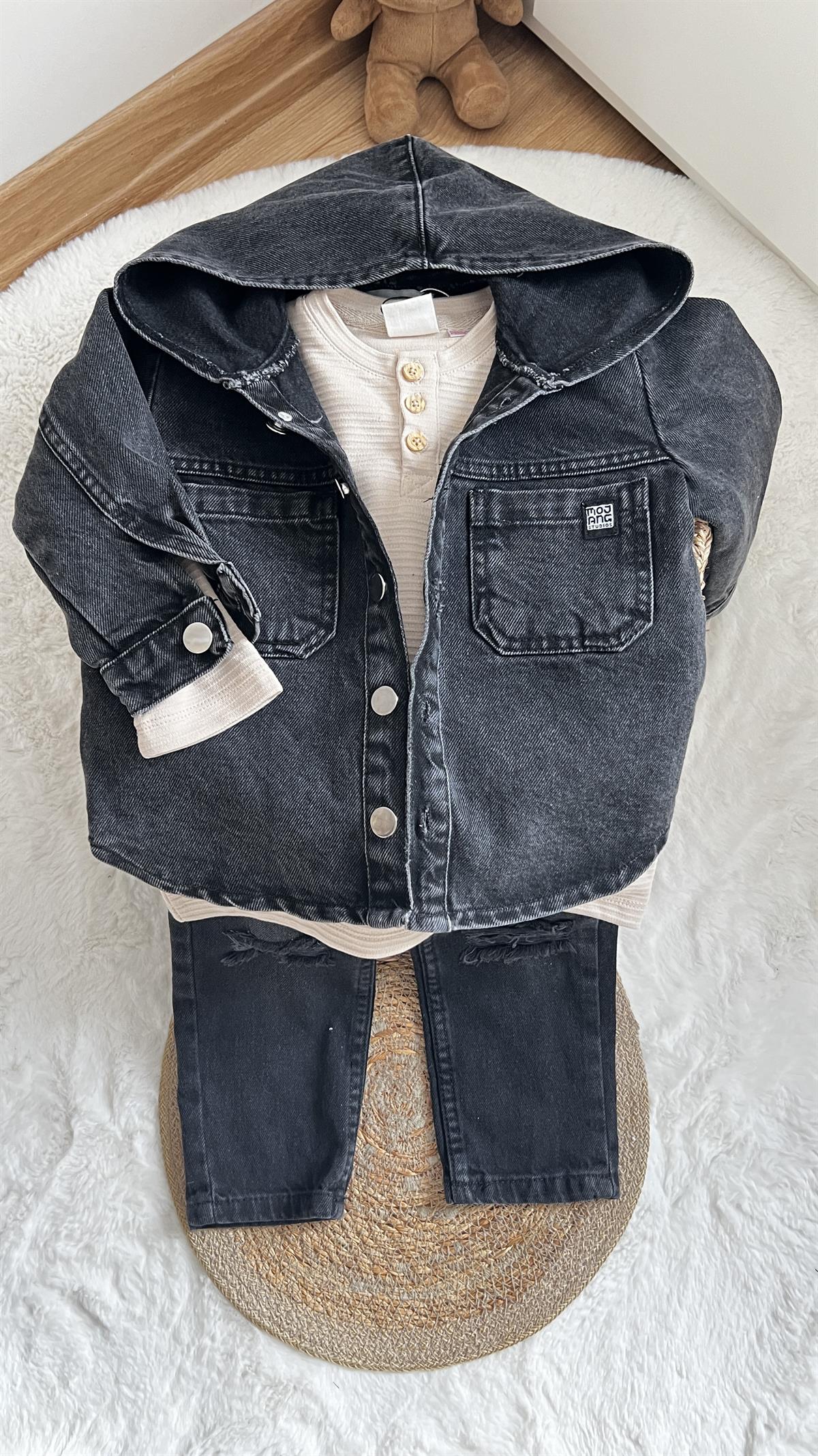 Kapsonlu denim ceket 