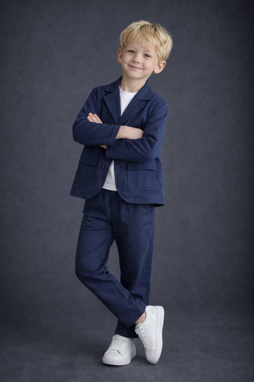 Keten dokuma takım lacivert