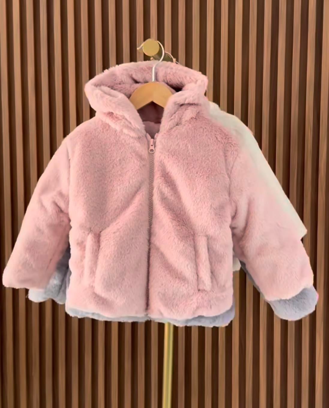 Peluş pembe mont 