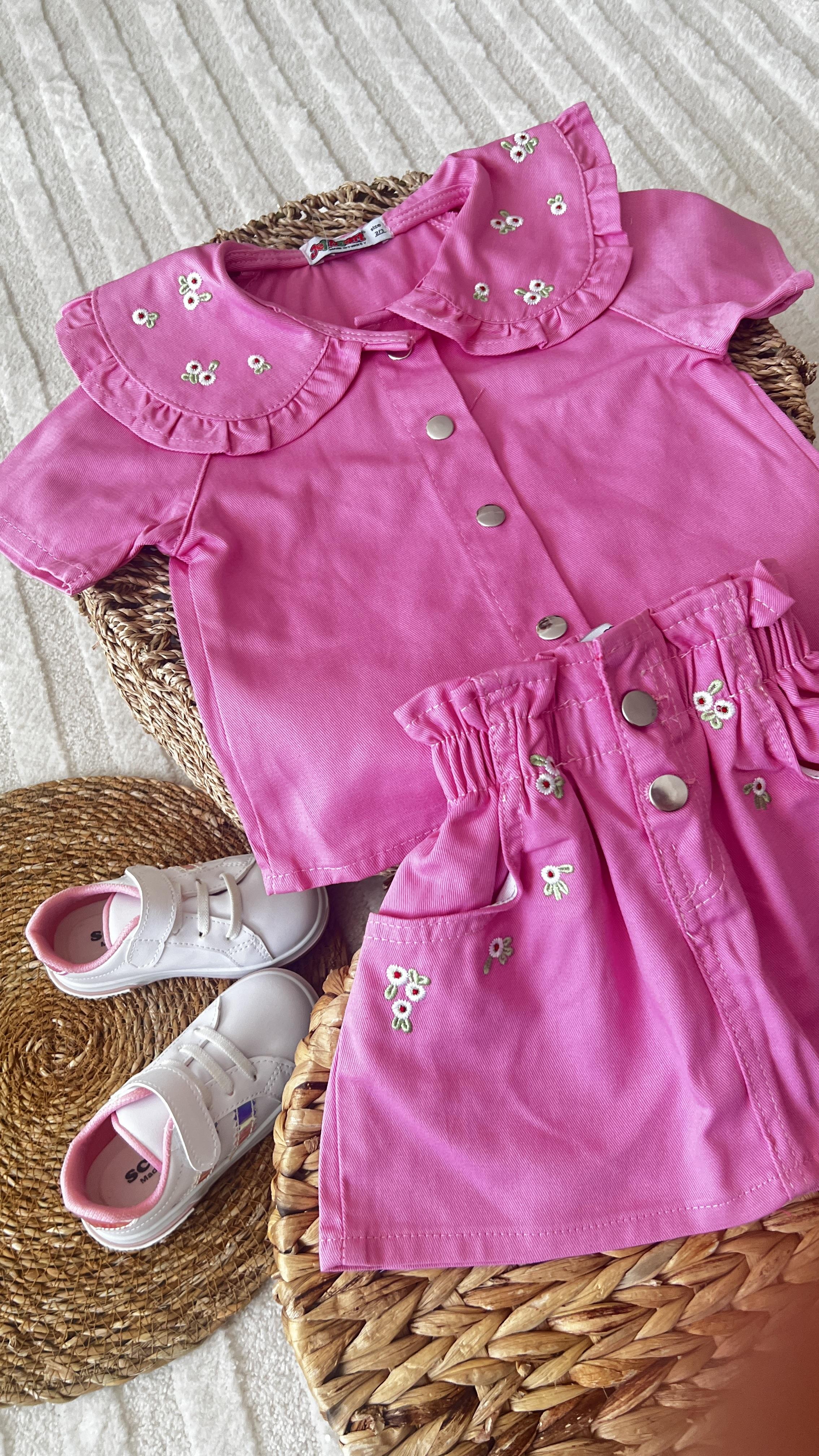 Pembe denim etek takım 