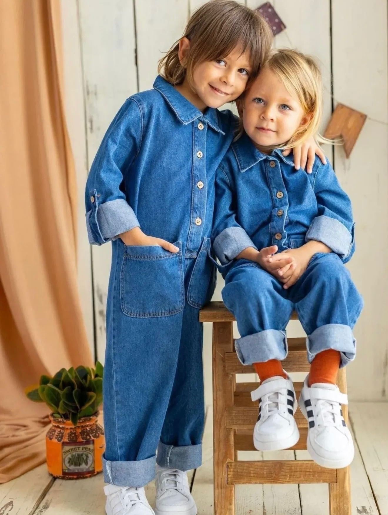 Unisex denim salopet