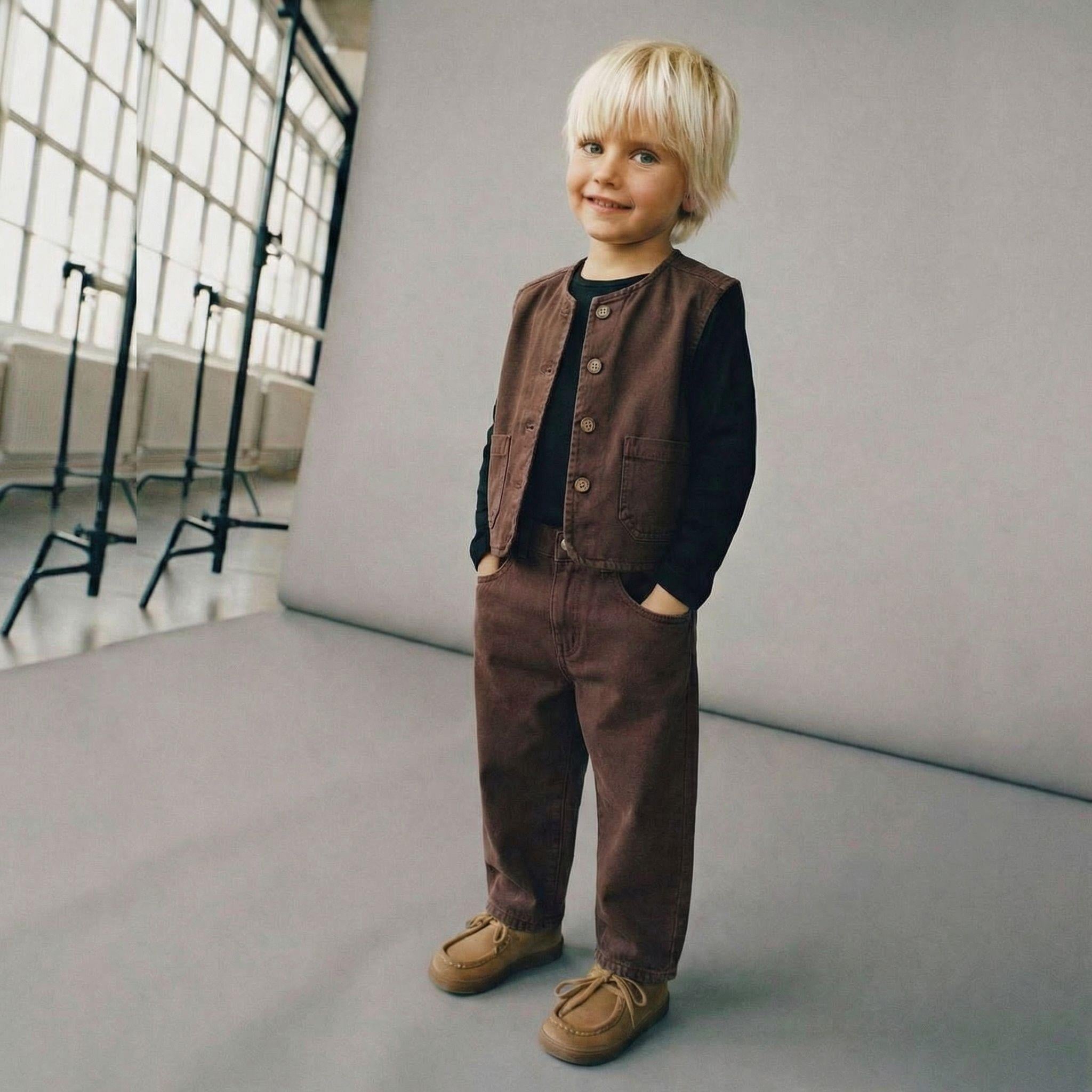 Yelek jean laciel kahve takım