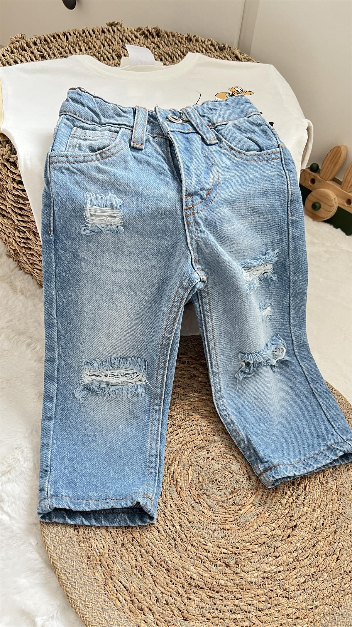 Yırtık açık mavi 