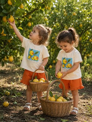 Limon detay şort takım
