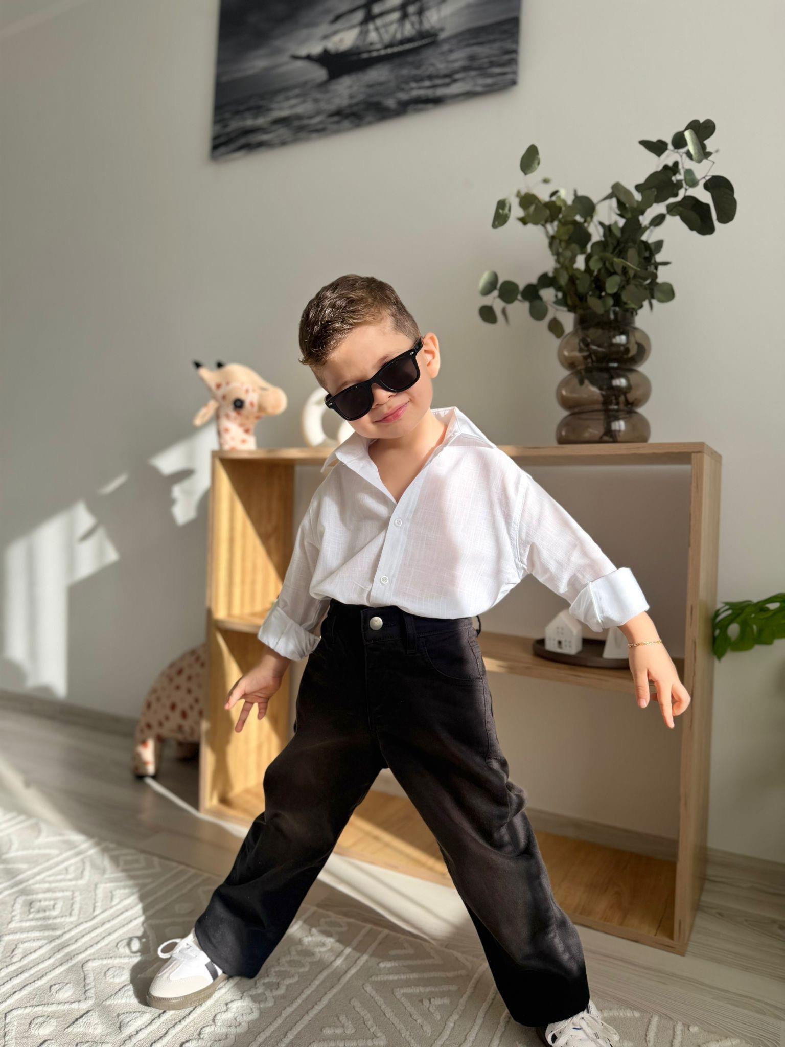 2 li gömlek jean takım beyaz