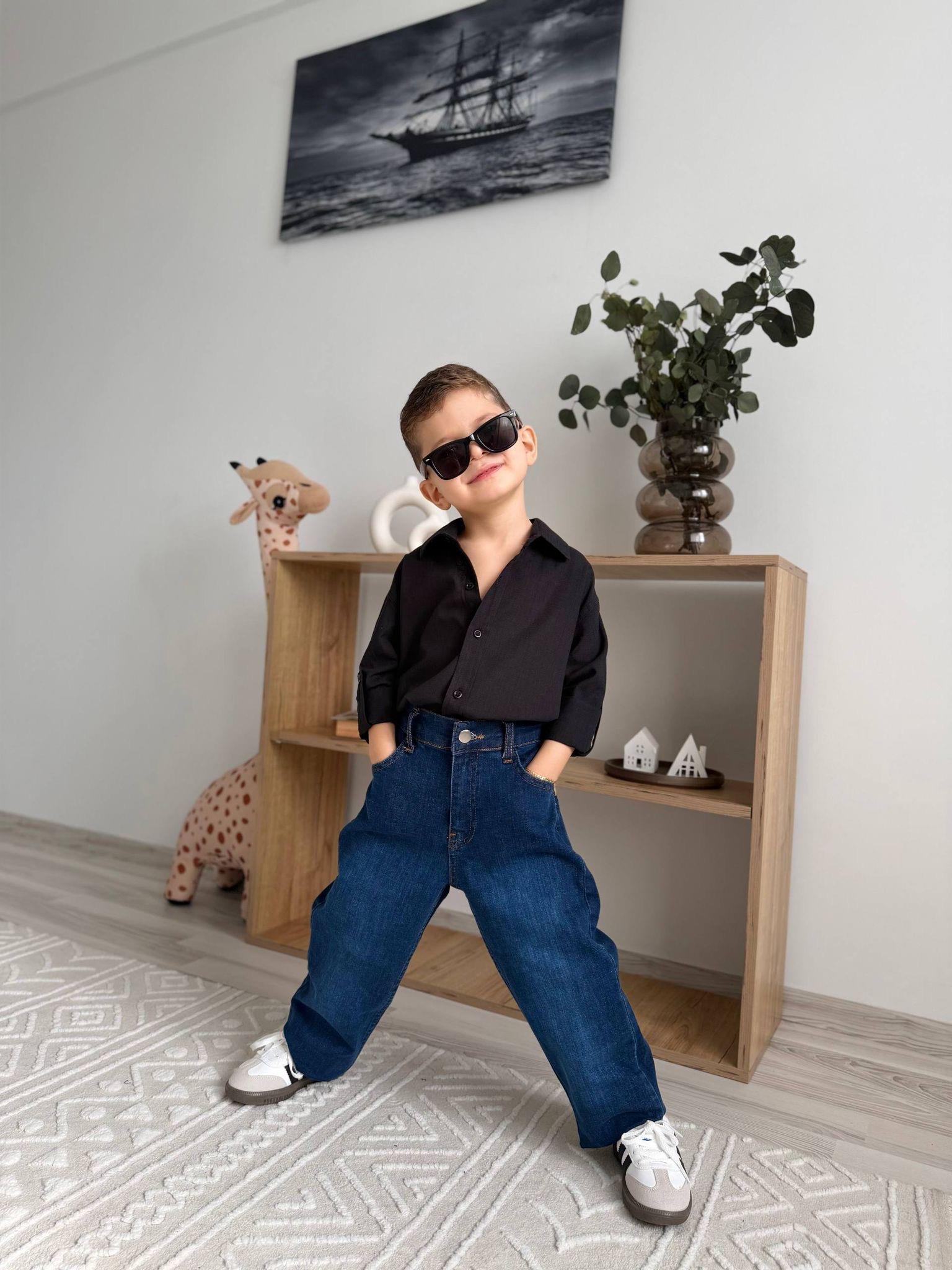 2 li gömlek jean takım siyah