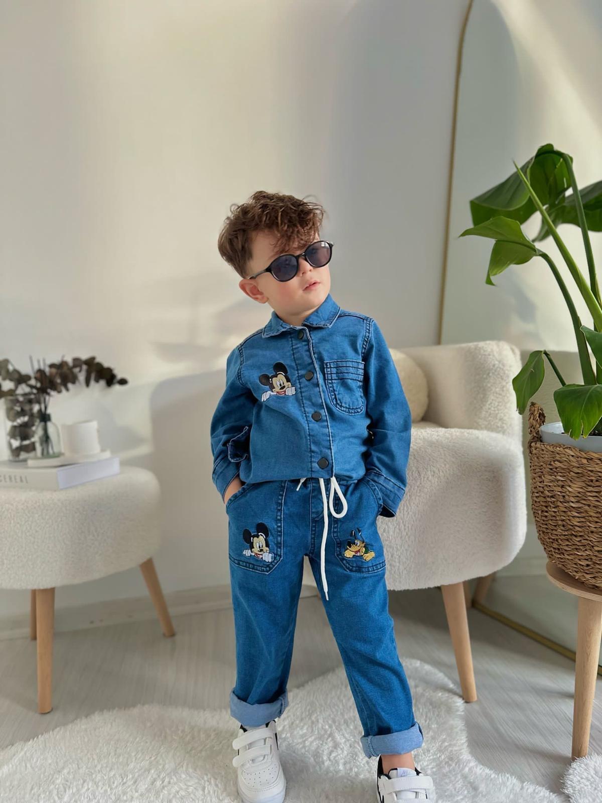 2 li Mickey denim takım 