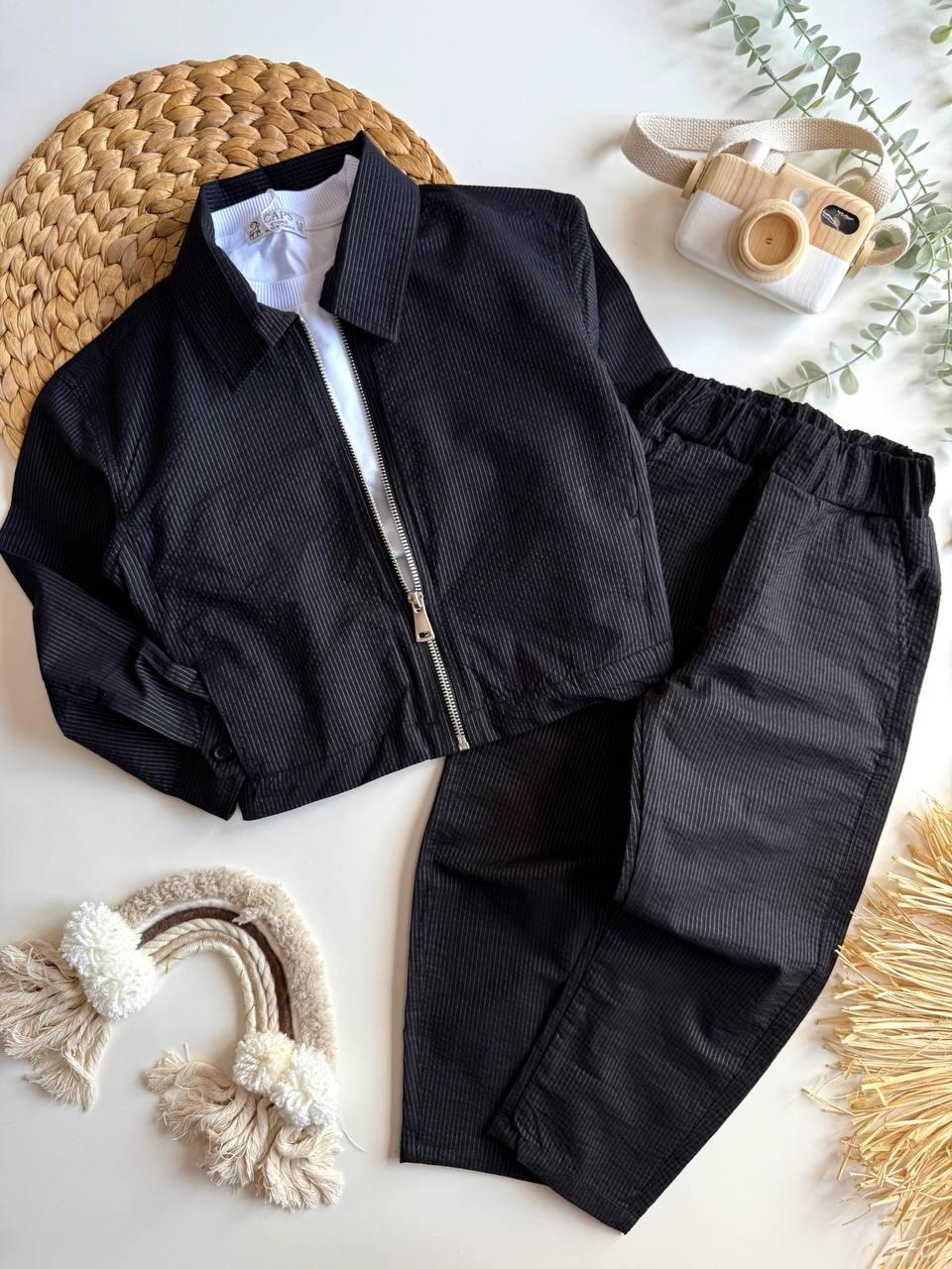 2 li siyah fermuarlı takım