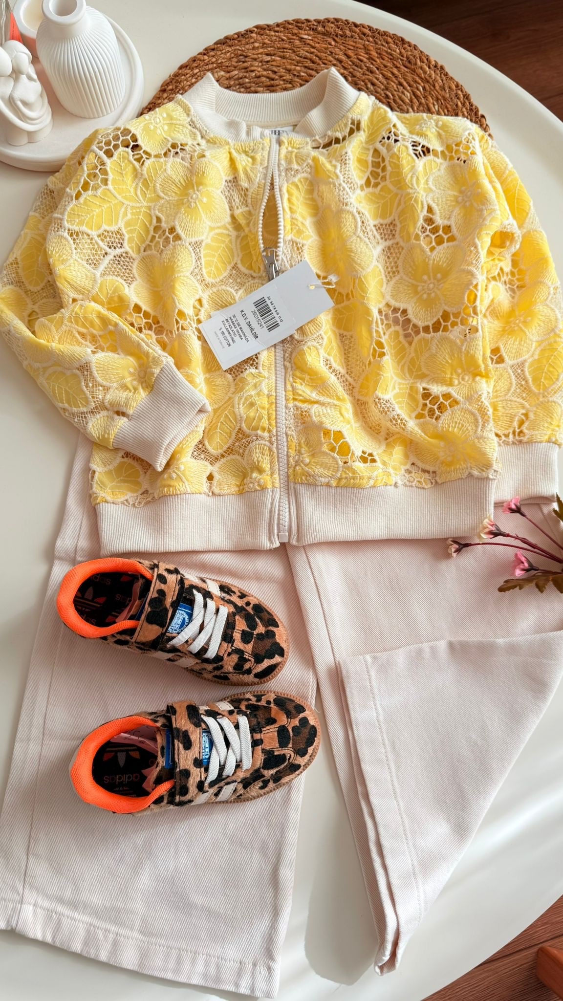 3 lü sarı çiçekli takım