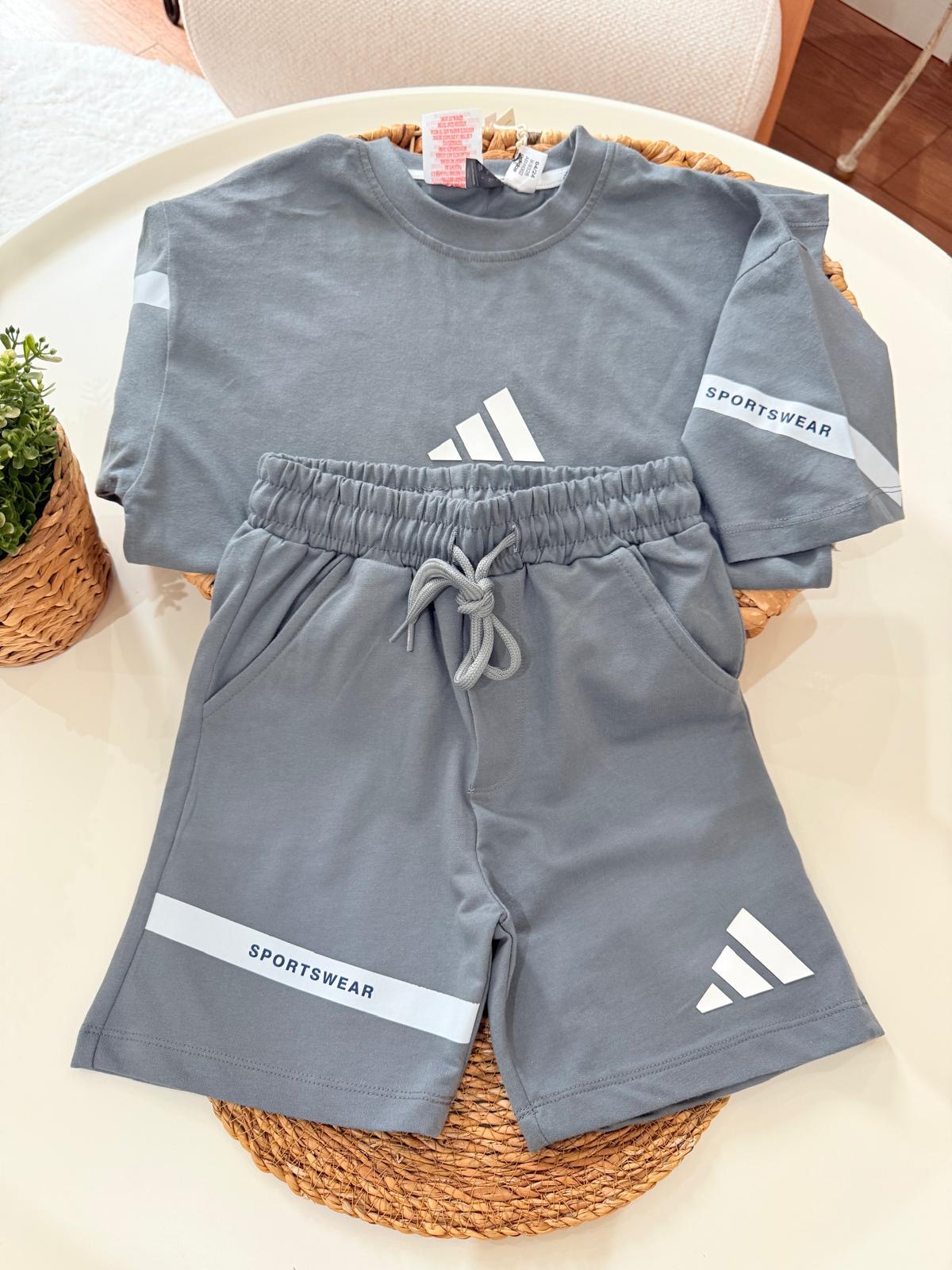 Adidas gri erkek şort takım 