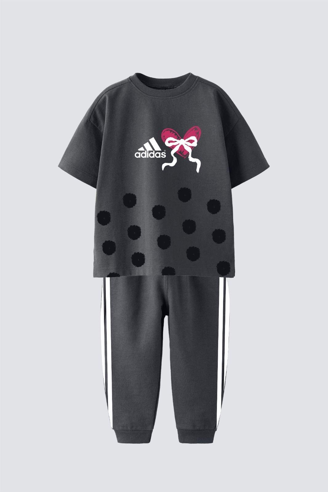Adidas kalp detay gri takım