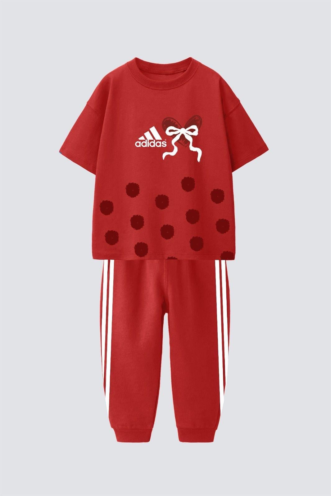 Adidas kalp detay kırmızı takım