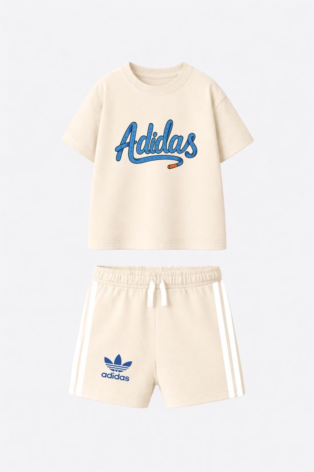 Adidas şortlu takım krem