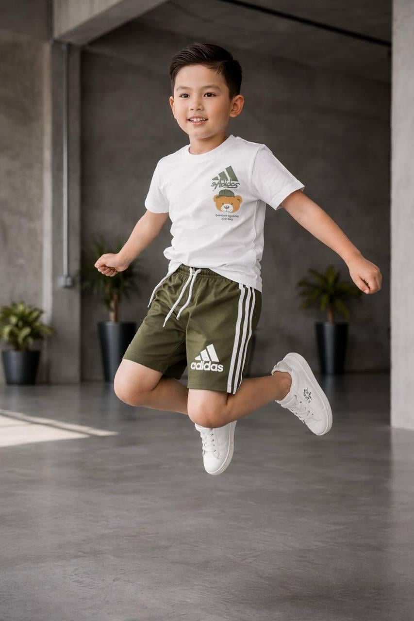 Adidas tedy erkek şort takım haki