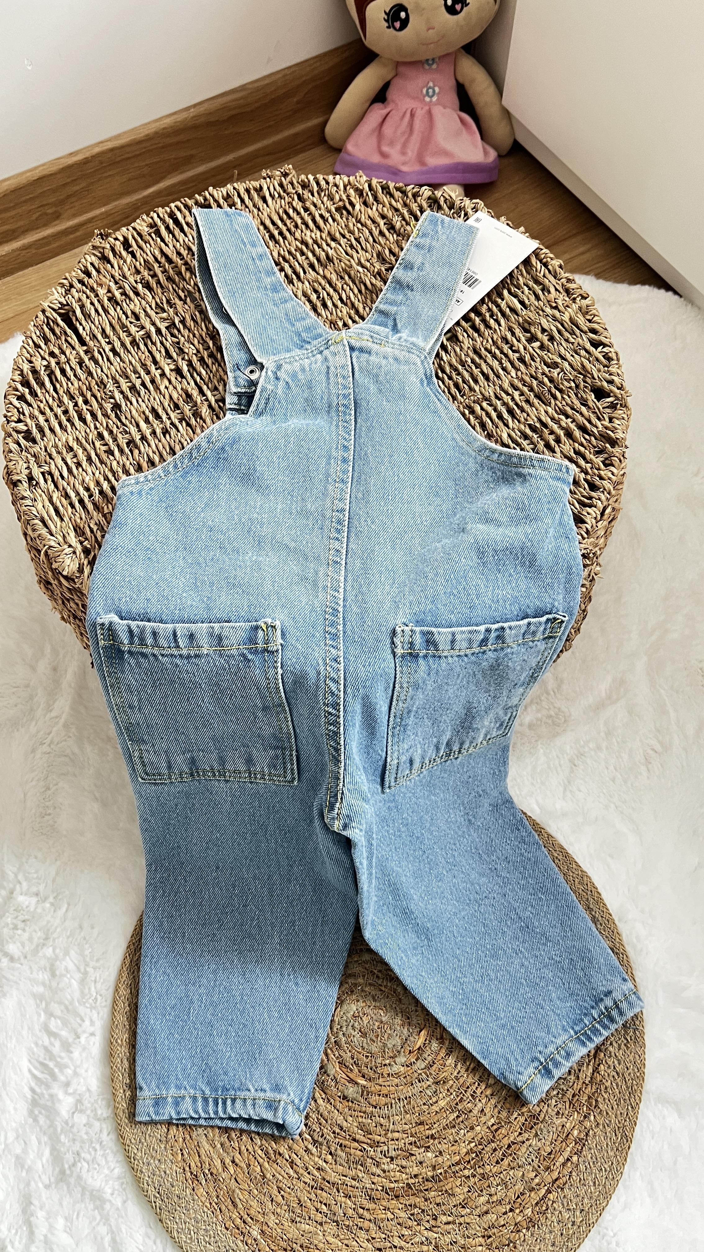 Askılı denim salopet 