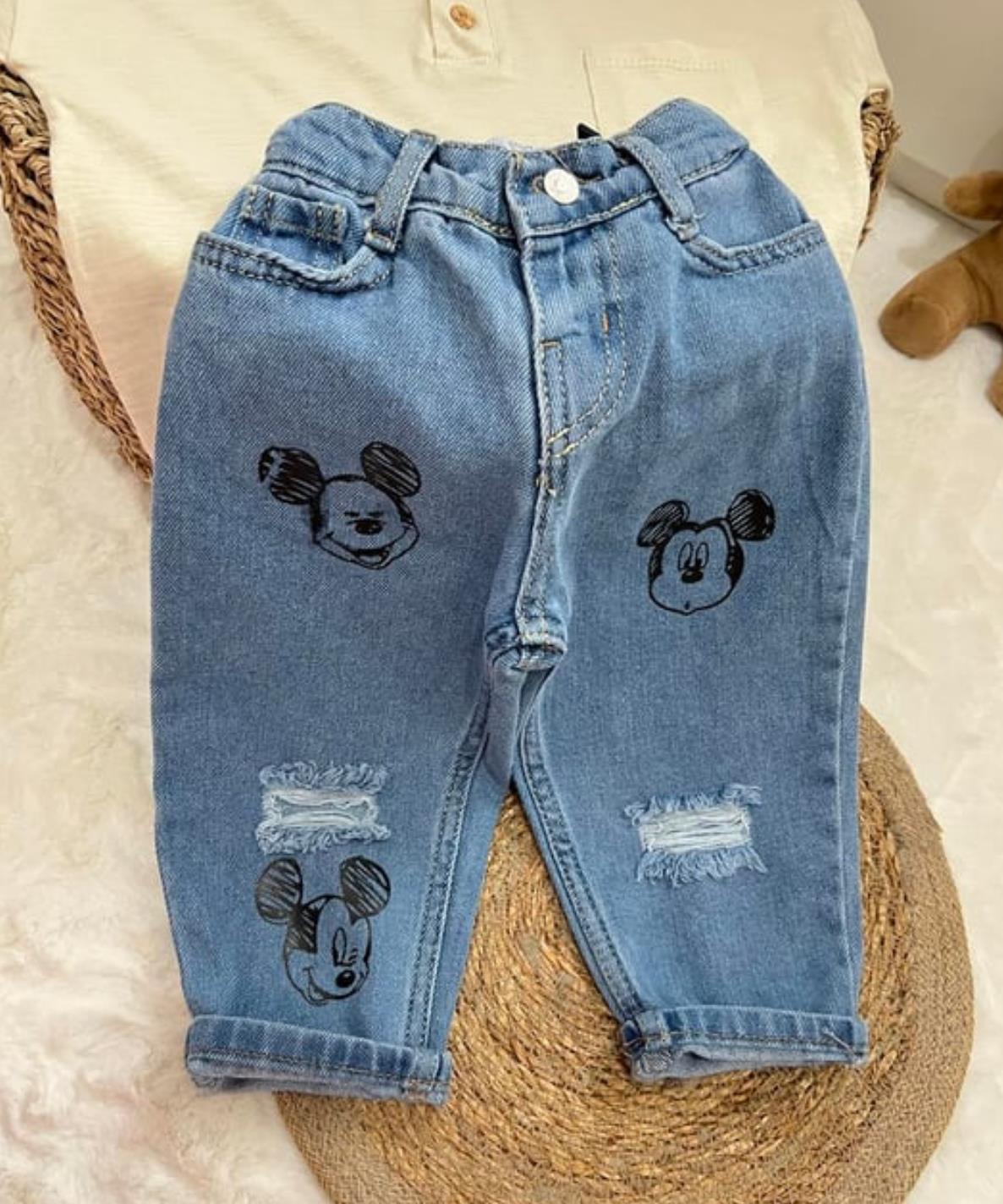 Başlık Mickey jean yırtıklı 