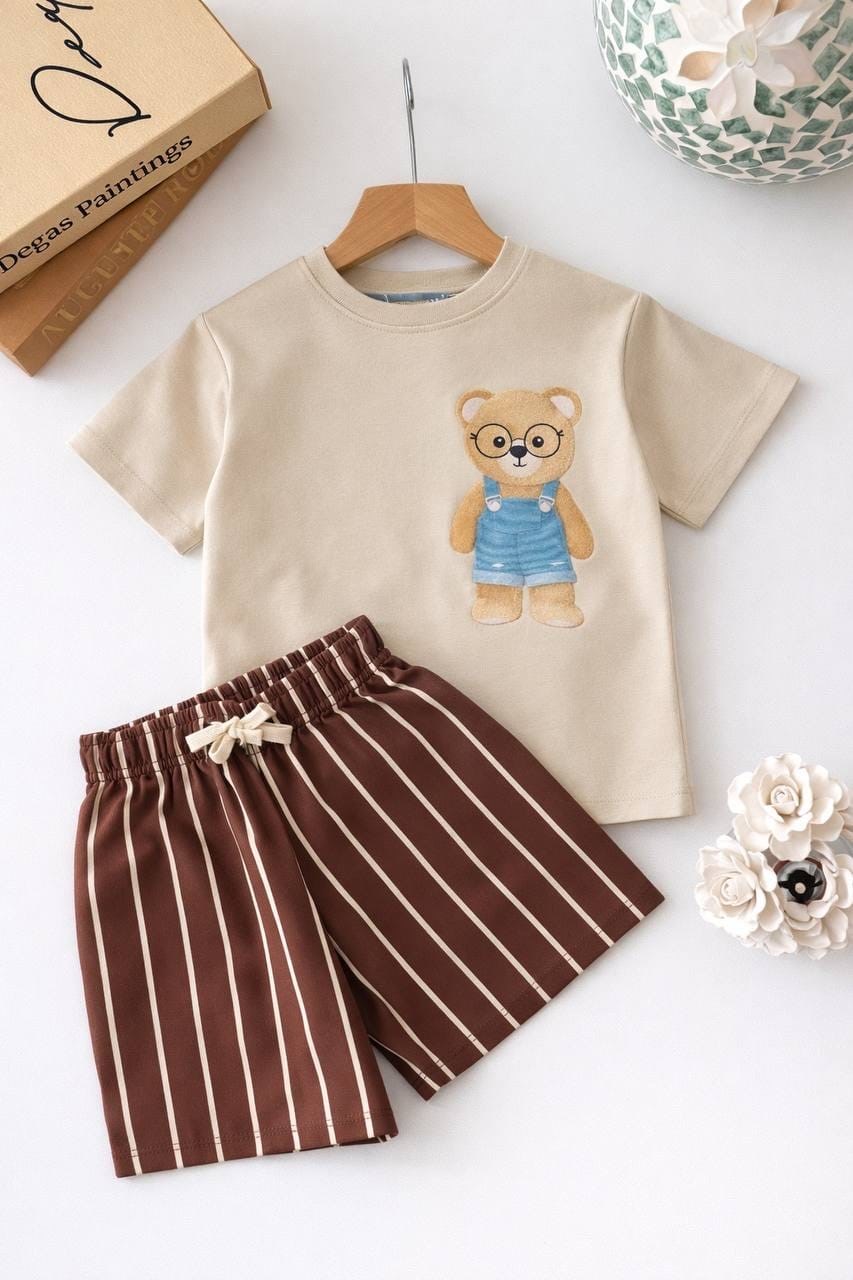 Bear çizgili şort takım
