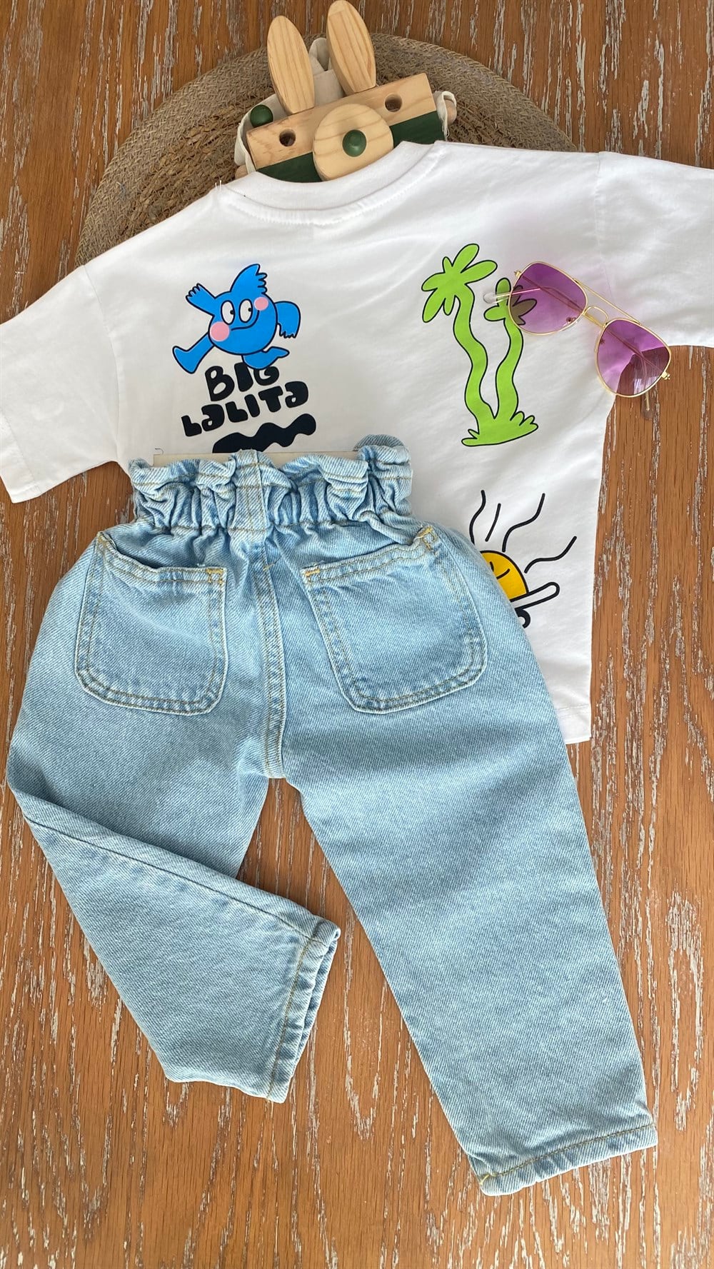 Bel lastik yeni mavi jean 