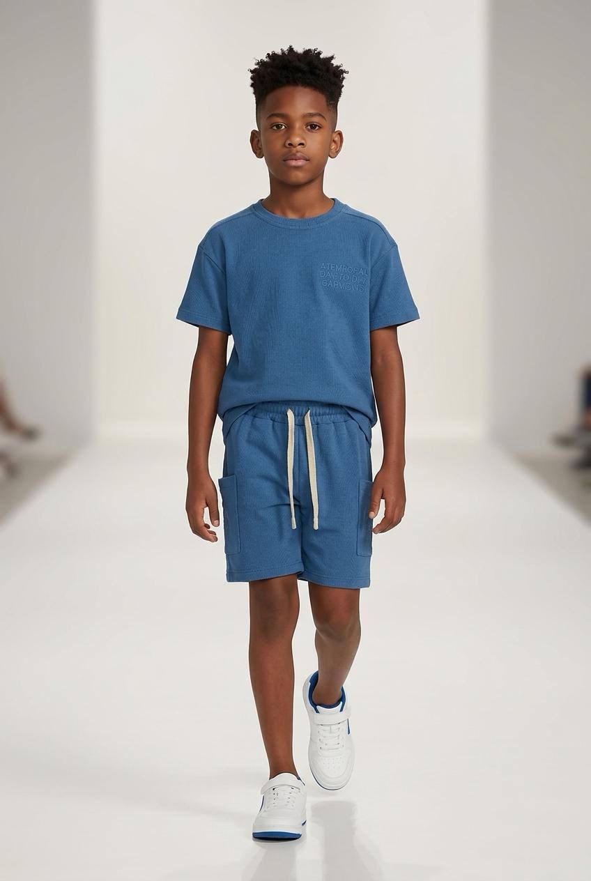 Cep detay Mavi erkek çocuk takım